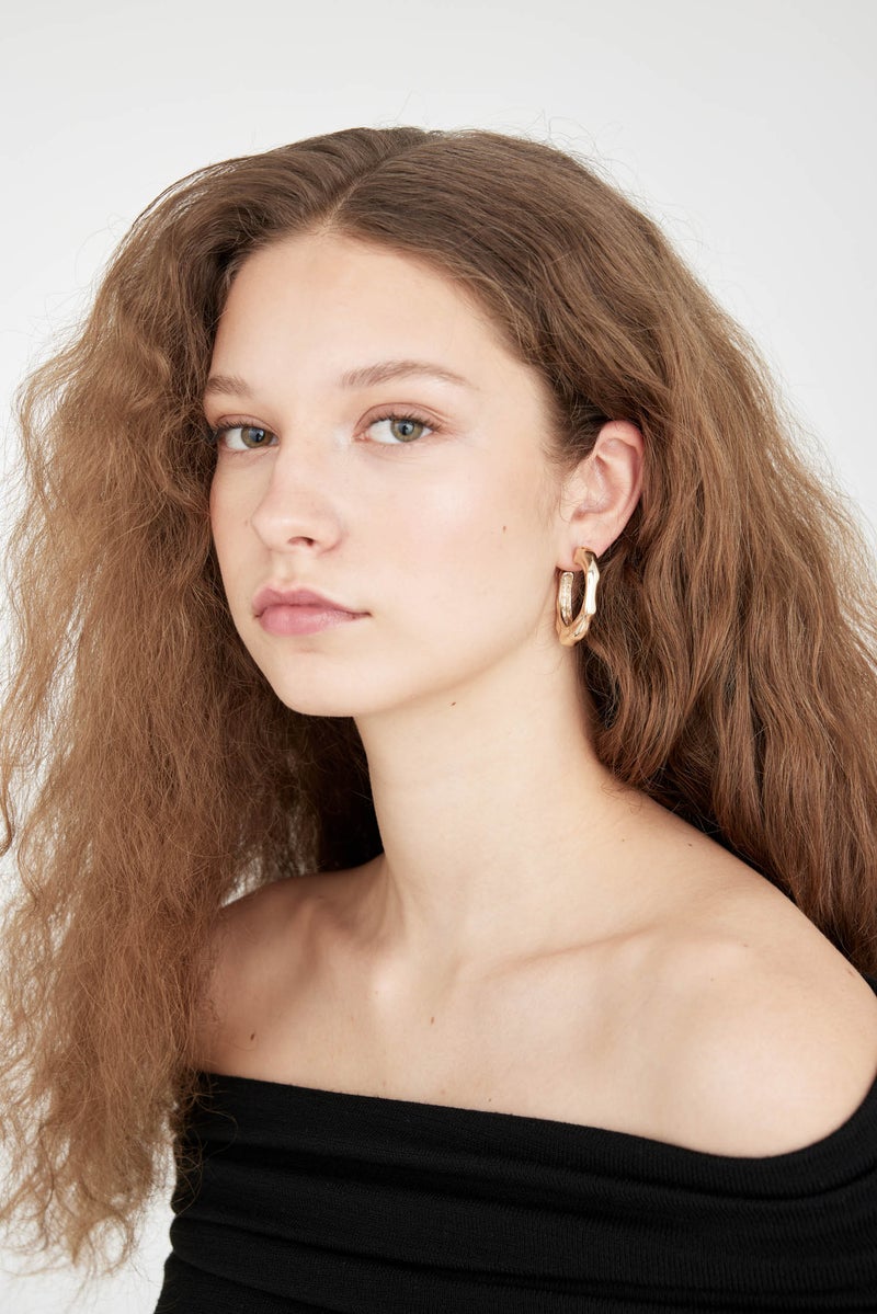 DeFacto Gold Woman Woman Hoop Gold Earrings Casual - Image 5